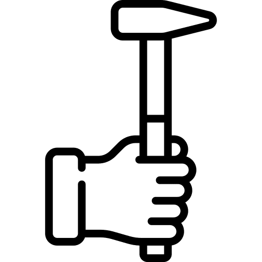 Hammer tool contruction hands and gestures icon