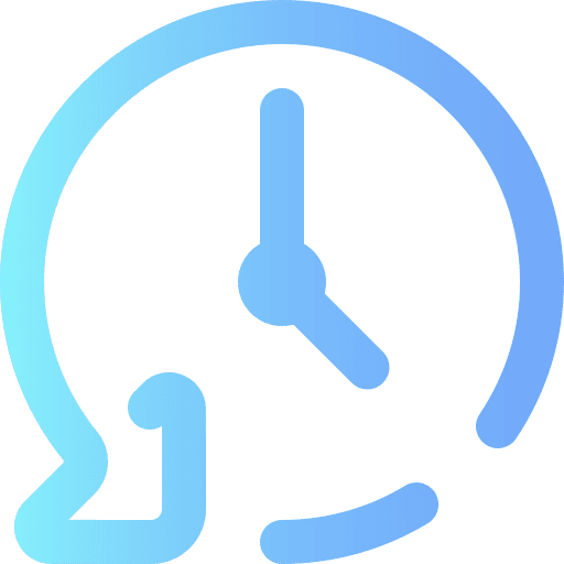 Counterclockwise time and date clock history icon