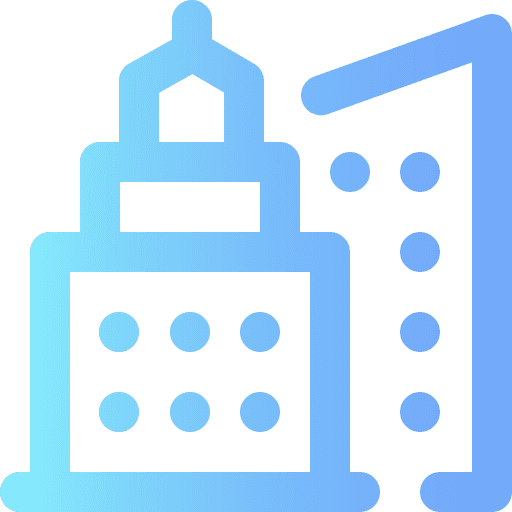 Skyscraper flats buildings offices icon