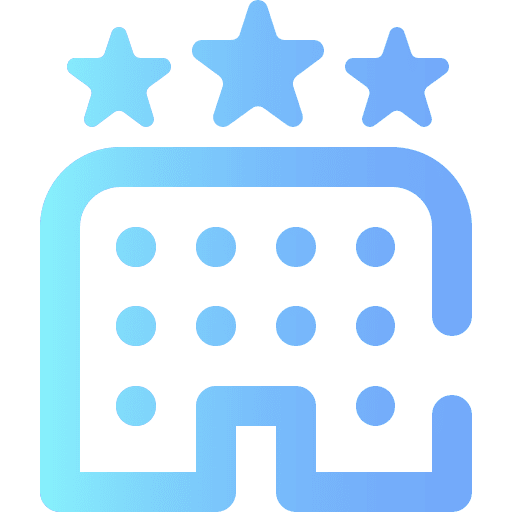 Hotel architecture and city holidays buildings icon