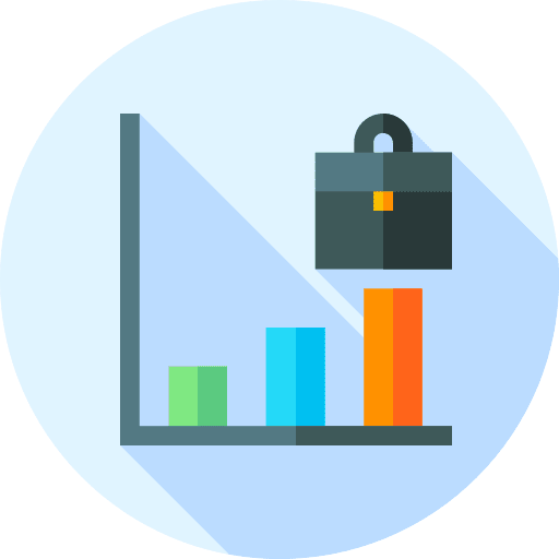 Graph bar chart business and finance suitcase icon