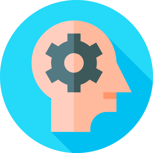 Head realization cogwheel gear icon