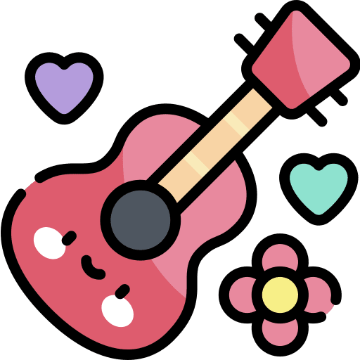 Guitar music and multimedia flower tools and utensils icon