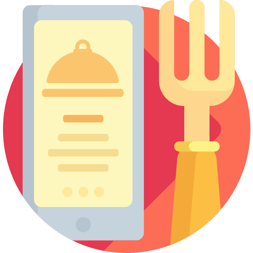 Online menu cellphone food food and restaurant icon