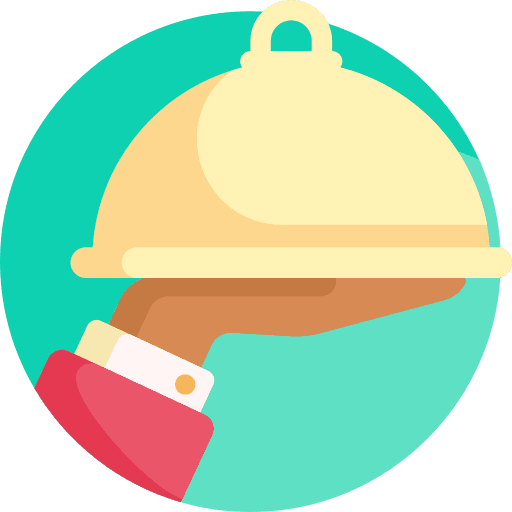 Waiter dishes hand hot food icon