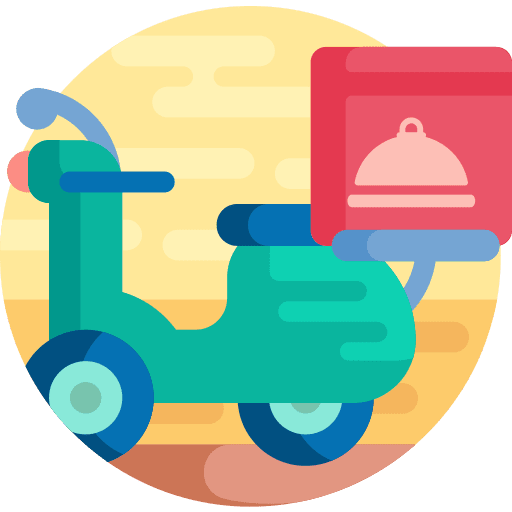 Food delivery scooter transport shipped icon