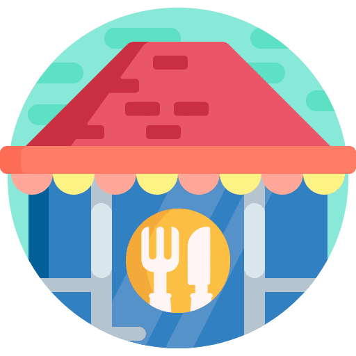 Restaurant architecture and city business sign icon