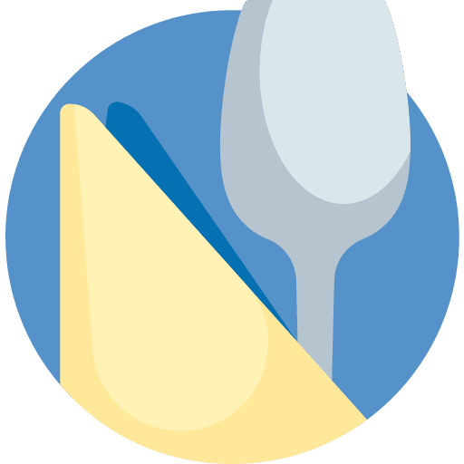 Table top view eating napkin icon