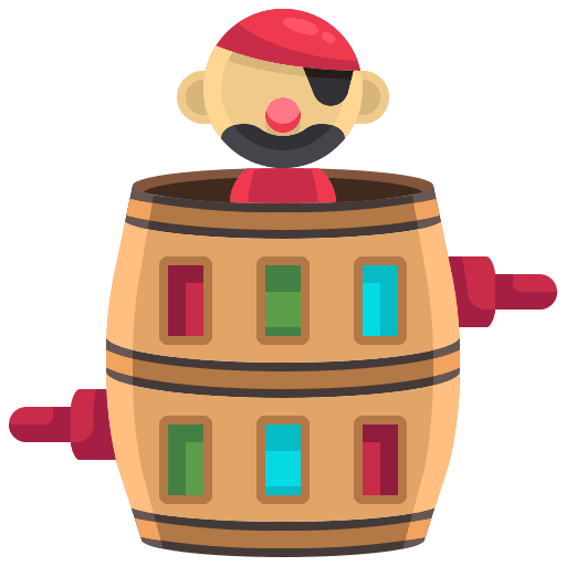 Pirate man barrel game icon
