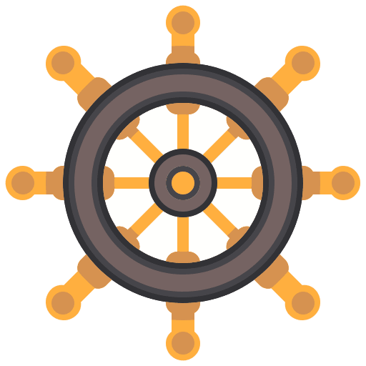 Rudder wheel transportation steering icon
