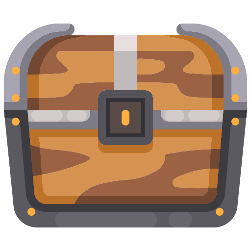 Treasure treasure coins box icon