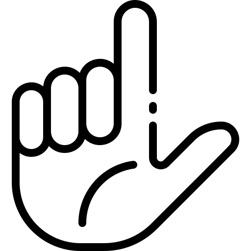 Letter l sign language deaf hands and gestures icon