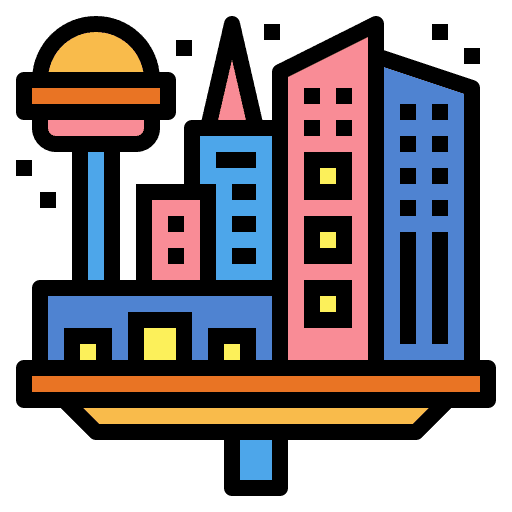 Space colony galaxy city architecture and city icon