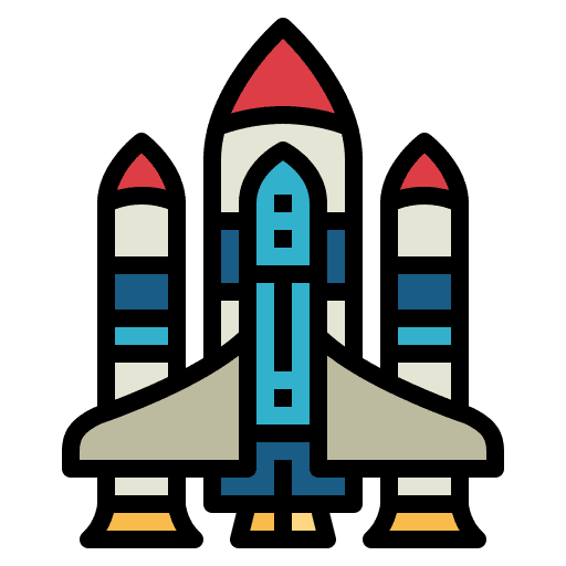 Spaceship start transportation rocket icon