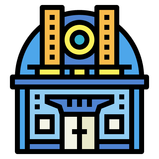Observatory architecture and city science space icon