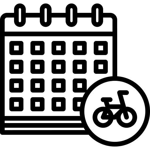 Calendar sports and competition sport bike icon