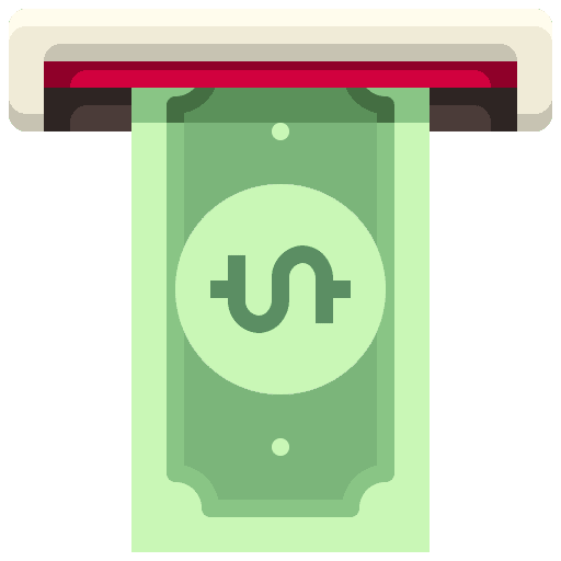 Atm money withdrawal bank icon