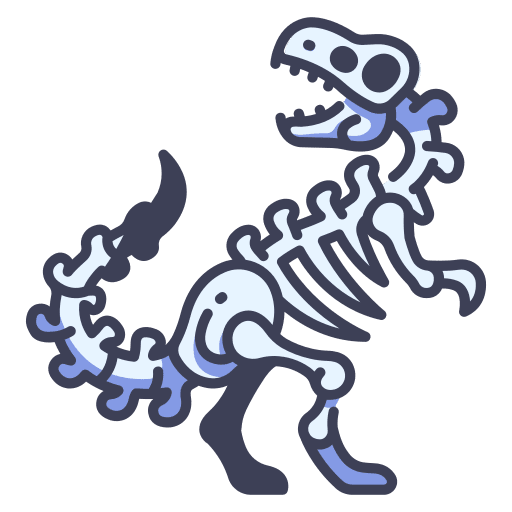 Dinosaur museum skeleton animals icon