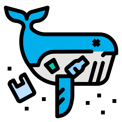 Whale animal plastic garbage icon