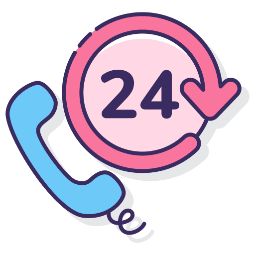 24 hours support help call telephone icon