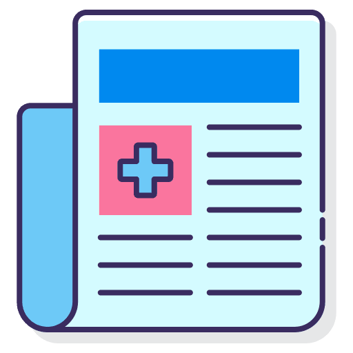 Newspaper info healthcare and medical document icon