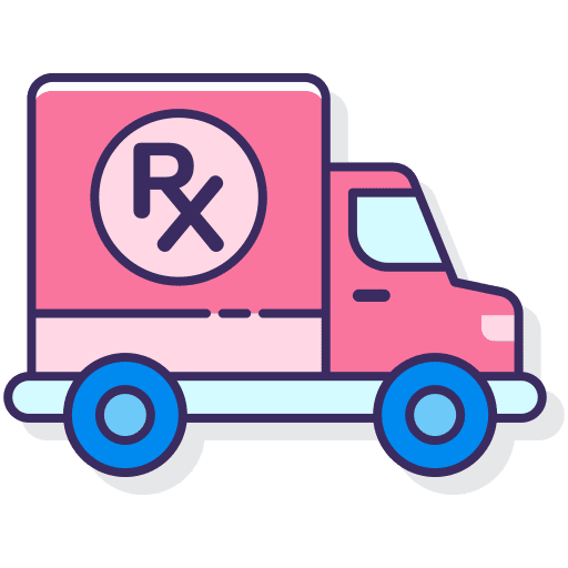 Delivery truck drug pharmacy care icon