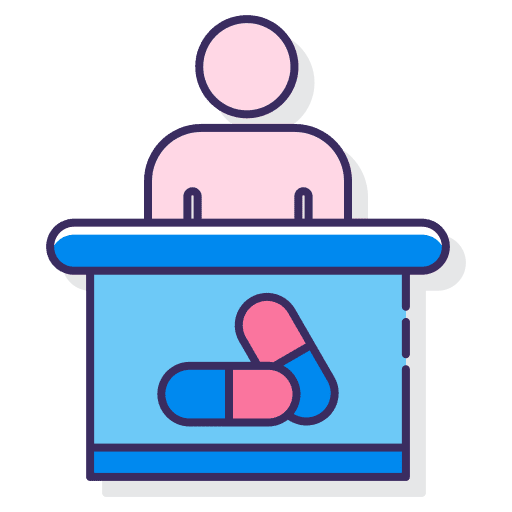 Pharmacist drugstore medication user icon