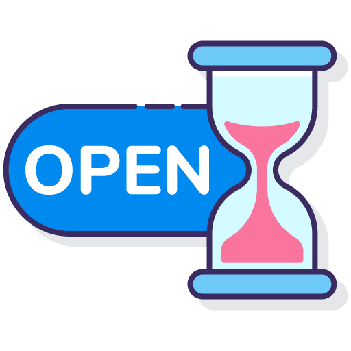 Working hours clock hourglass wait icon