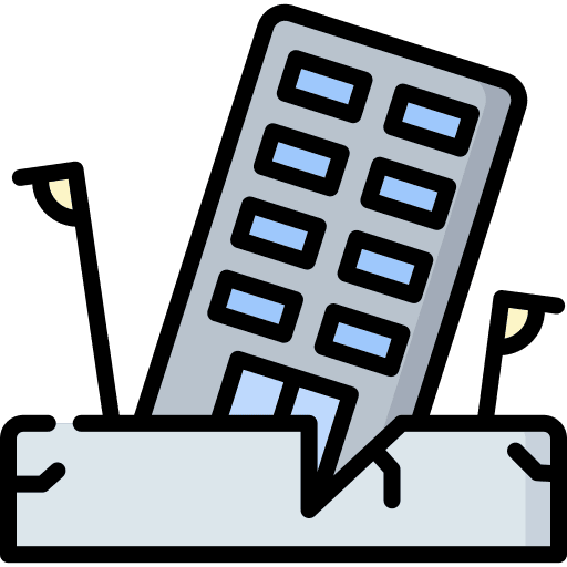 Earthquake buildings property home icon