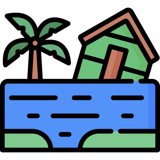 Flood water water damage buildings icon