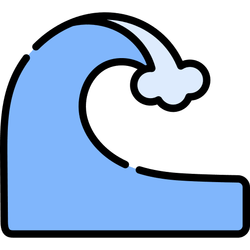 Tsunami architecture and city wave tsunami icon