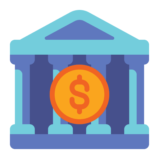 Bank finance and business building bank account icon