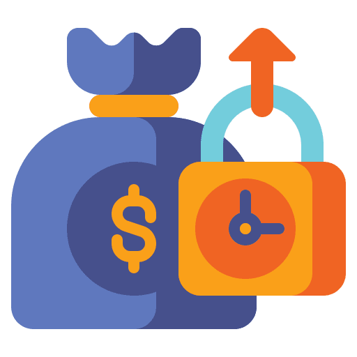 Deposit banking money bag fixed icon