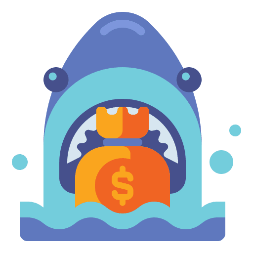 Shark dollar money bag loan icon