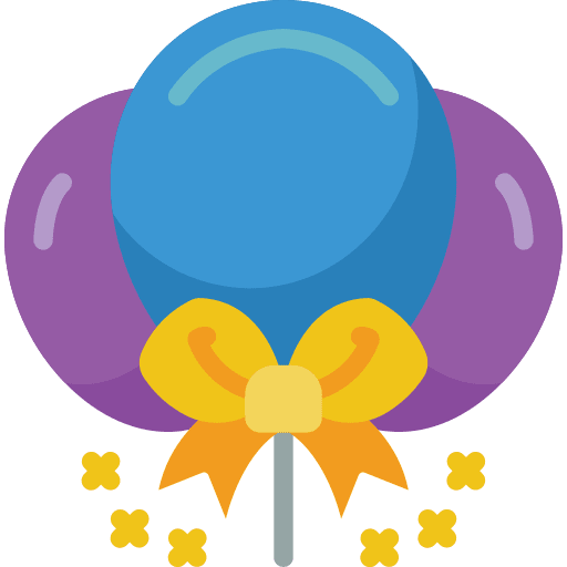 Balloons birthday and party surprise bow icon