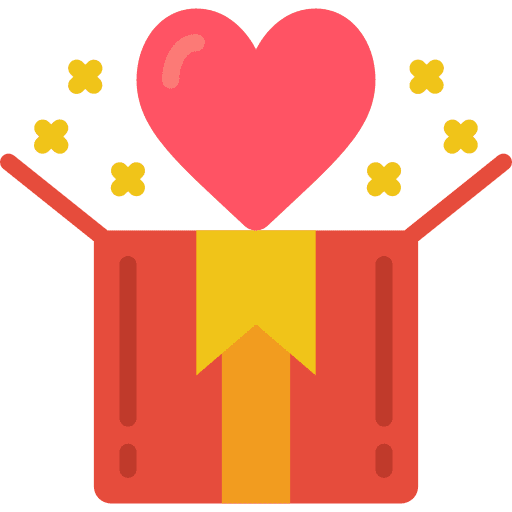 Present open birthday and party heart icon