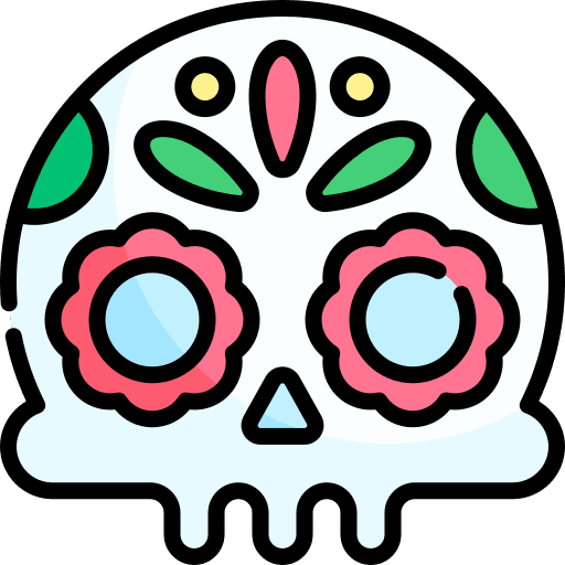 Skull day of the dead artisanal dia de muertos icon