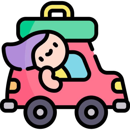 Family trip baggage car icon