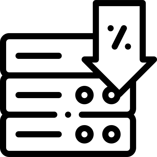 Server reduction percentage discount icon