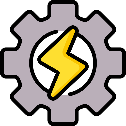Energy cogwheel execute gear icon