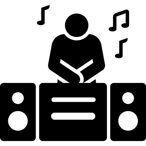 Dj concert user music and multimedia icon