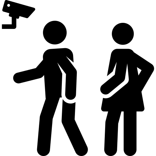 Videocam cctv woman man icon