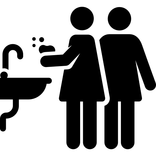 Toilet washing hands people bathroom icon