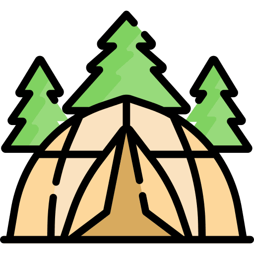 Camping tent scenery nature moon icon