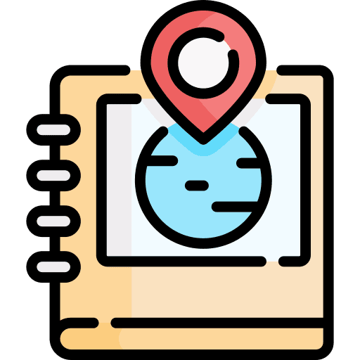 Guidebook travel maps and location book icon