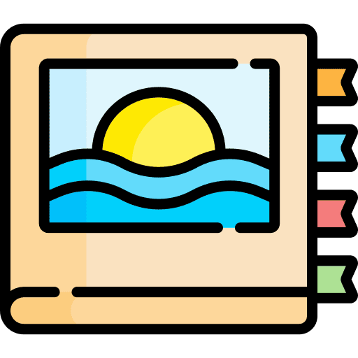 Album art and design photo book travel icon