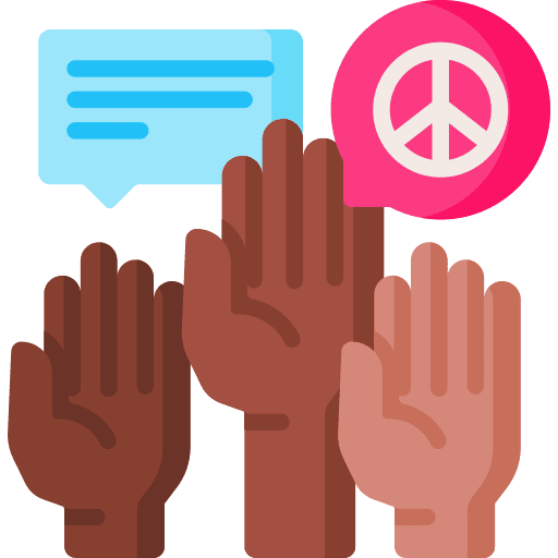 Civil right movement involved hands up protest icon