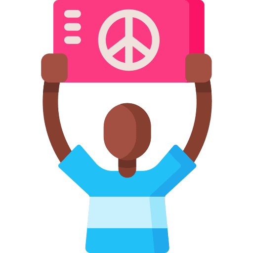 Demonstrator banner no racism civil right movement icon