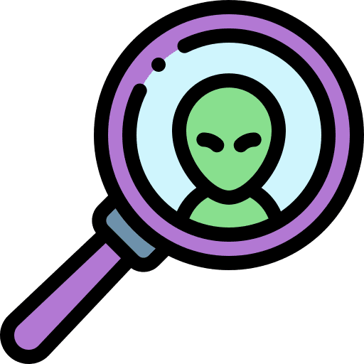 Alien galaxy magnifying glass alien icon