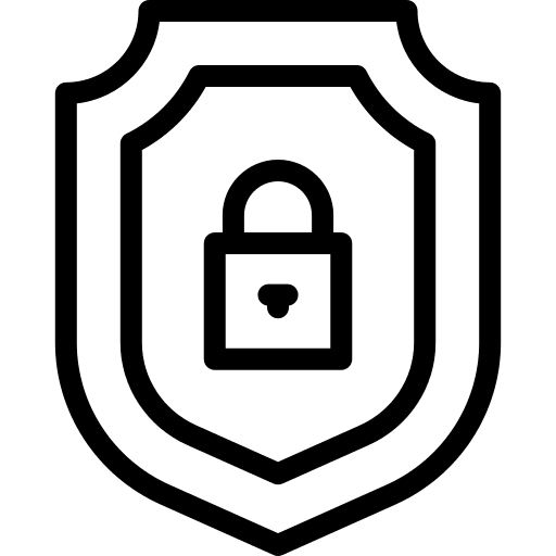 Shield locked padlock safety icon